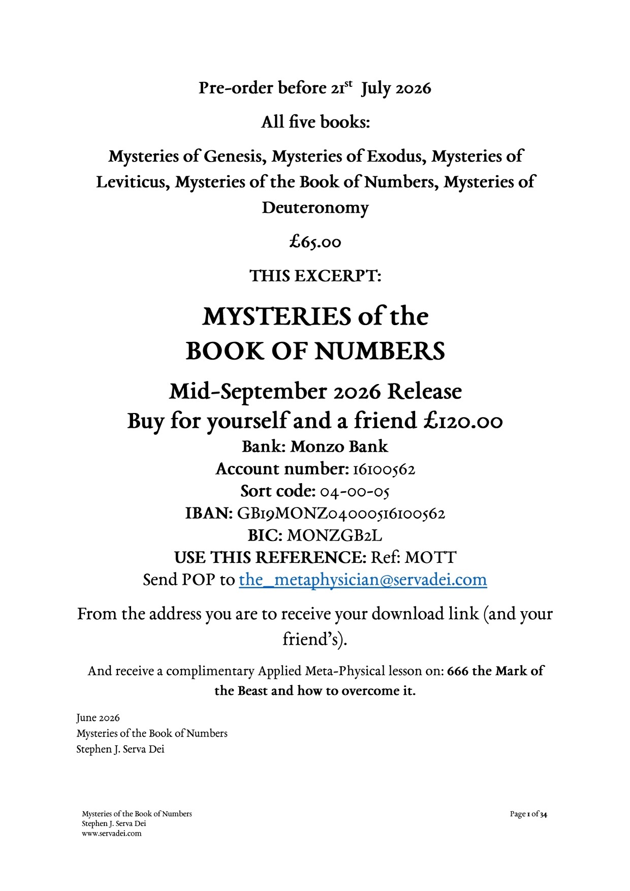 Mysteries of the Book of Numbers, page 1
